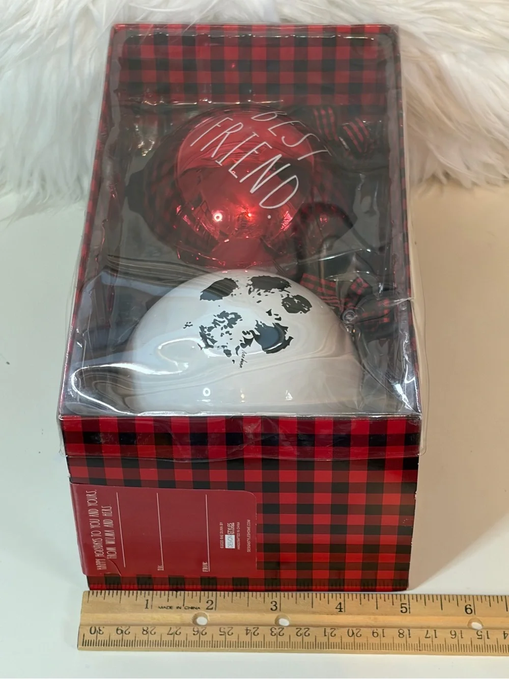 Rae Dunn “Best Friend” Set of Two Dog-Themed Glass Ornaments NWT